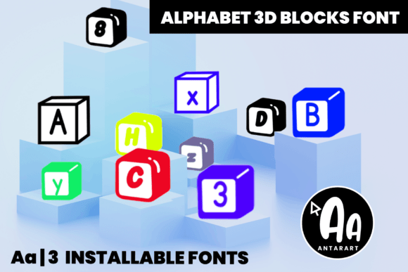 3D Alphabet Building Blocks Font for Crafters